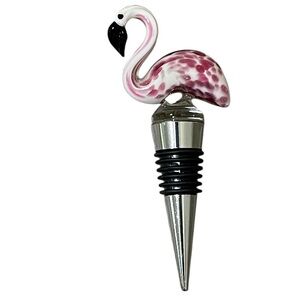 Pink Flamingo Glass Wine Stopper